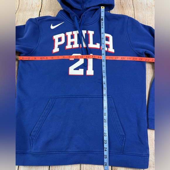 Nike NBA Basketball Phila #21 Embiid Hoodie Sweatshirt Blue Size L - Picture 8 of 9
